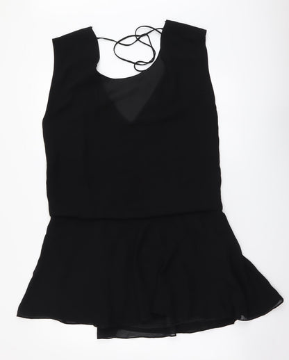 Zara Womens Black Polyester A-Line Size S Scoop Neck Pullover