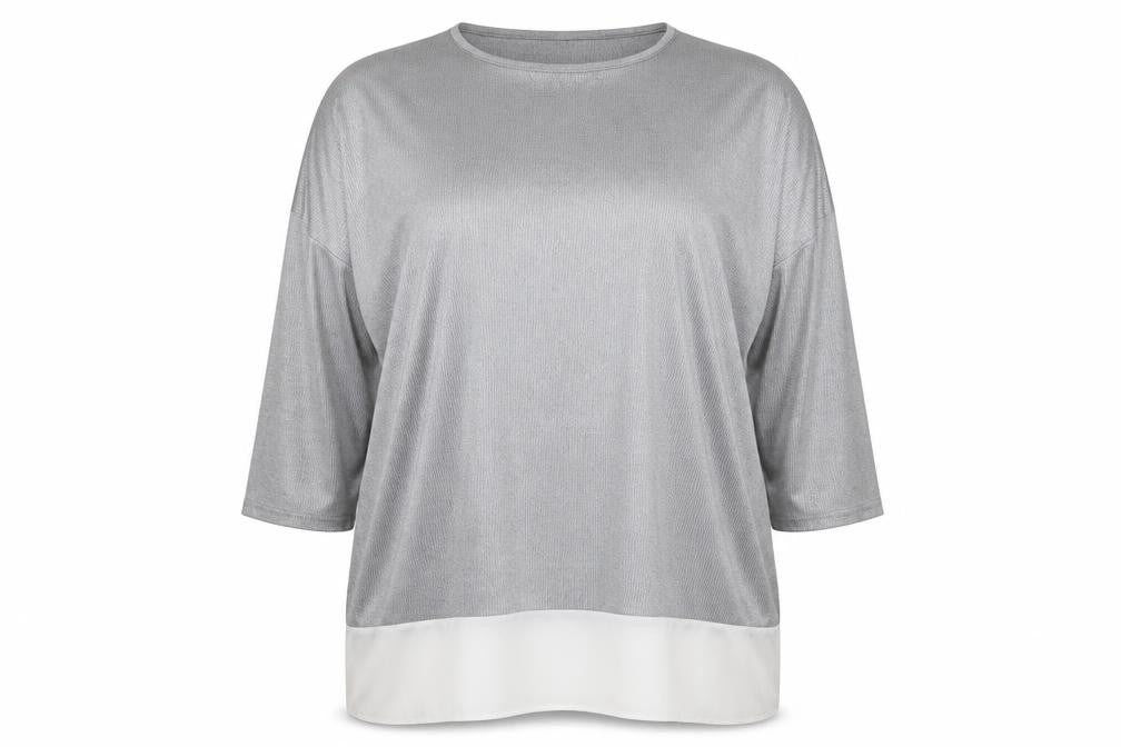Marina Kaneva Womens Silver Polyester Basic Blouse Size 20 Round Neck