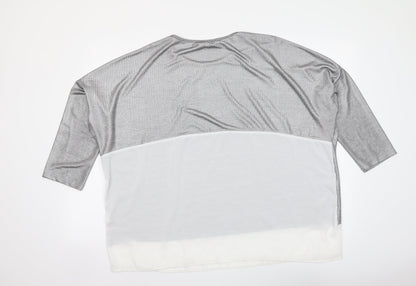Marina Kaneva Womens Silver Polyester Basic Blouse Size 20 Round Neck