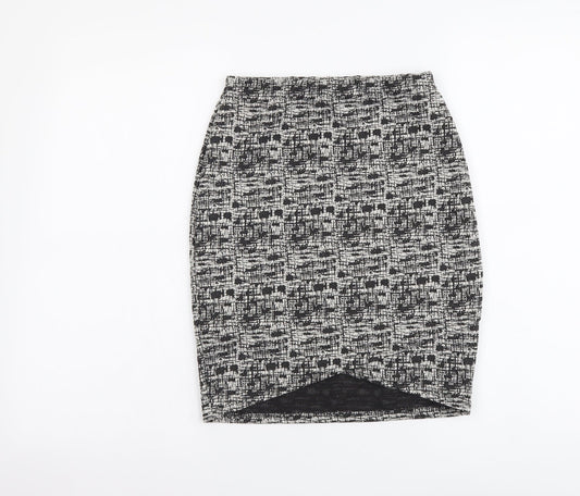 Miss Selfridge Womens Black Geometric Polyester Mini Skirt Size 6