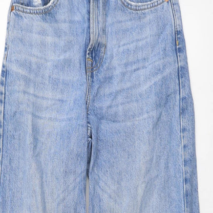 Topshop Womens Blue Cotton Tapered Jeans Size 25 in L30 in Regular Button
