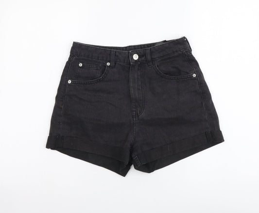 H&M Womens Grey Cotton Mom Shorts Size XS L3 in Regular Button