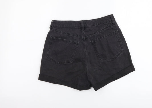 H&M Womens Grey Cotton Mom Shorts Size XS L3 in Regular Button