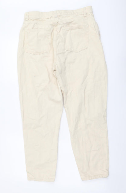 Denim & Co. Womens Beige Cotton Mom Jeans Size 12 L26 in Regular Button
