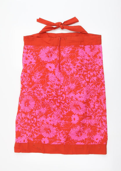 New Look Womens Red Floral Cotton Mini Size 14 Halter Zip