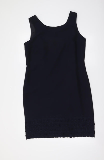 Hamells Womens Blue Polyester Tank Dress Size 14 Round Neck Zip
