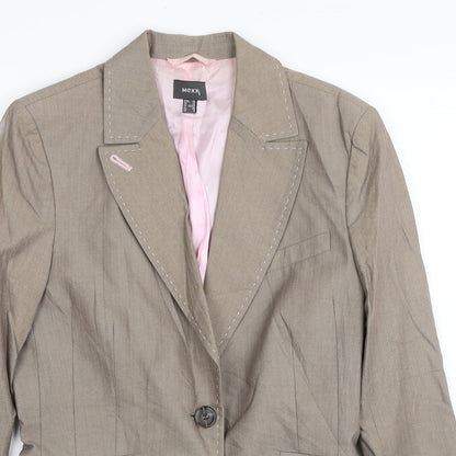 Mexx Womens Beige Cotton Jacket Suit Jacket Size 12 - Shoulder Pads
