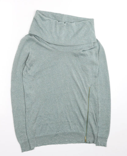 Morgan Womens Silver Roll Neck Acrylic Pullover Jumper Size XS