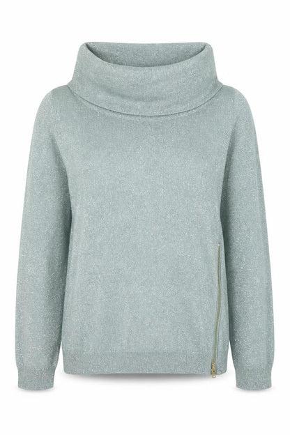 Morgan Womens Silver Roll Neck Acrylic Pullover Jumper Size XS