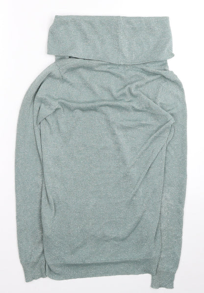 Morgan Womens Silver Roll Neck Acrylic Pullover Jumper Size XS