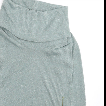 Morgan Womens Silver Roll Neck Acrylic Pullover Jumper Size XS