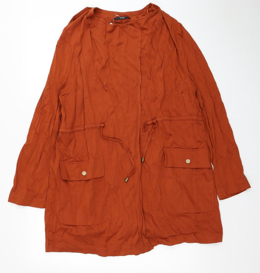 George Womens Brown Parka Jacket Size 14 Tie