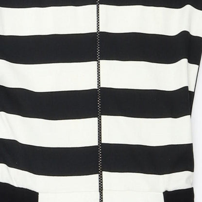 Mango Womens Black Striped Polyester Pencil Dress Size S Square Neck Zip