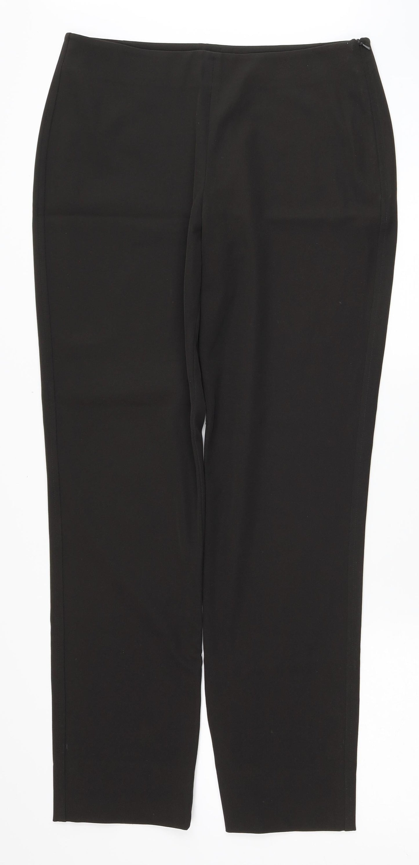 Strenesse Womens Brown Nylon Dress Pants Trousers Size 14 L30 in Regular Zip