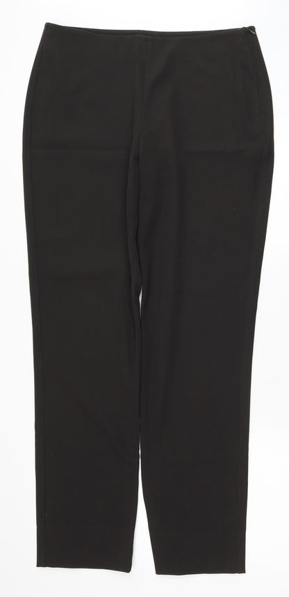 Strenesse Womens Brown Nylon Dress Pants Trousers Size 14 L30 in Regular Zip