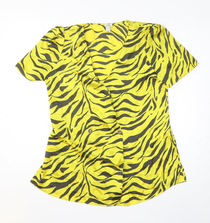 Womens UK Size 10 River Island Yellow Basic Button-Up