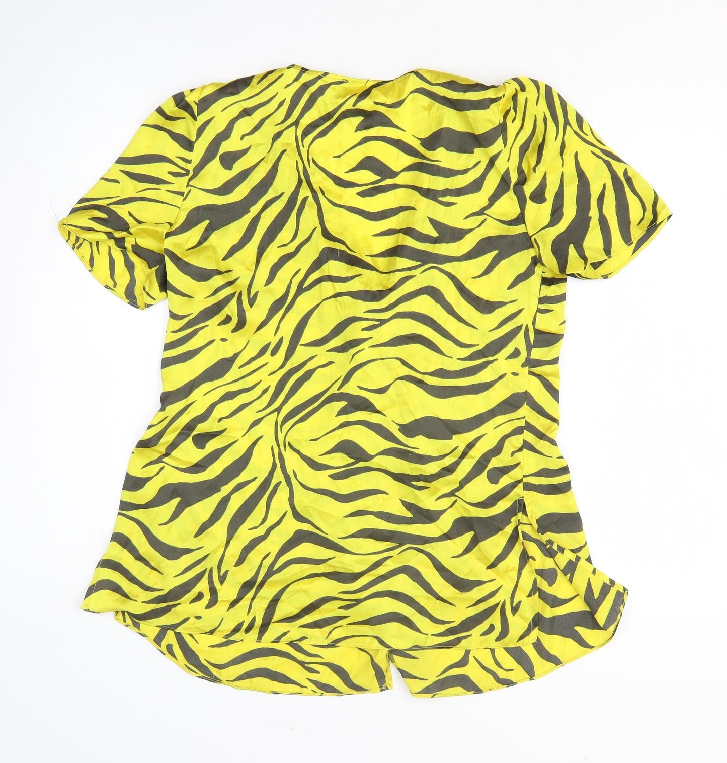 Womens UK Size 10 River Island Yellow Basic Button-Up