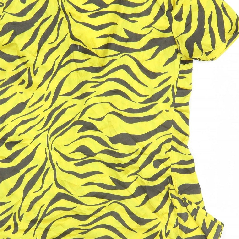 Womens UK Size 10 River Island Yellow Basic Button-Up