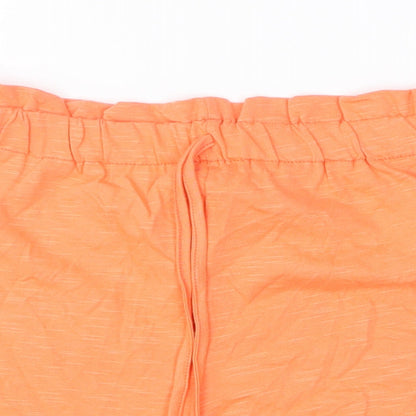 Miss Selfridge Womens Orange 100% Cotton Hot Pants Shorts Size 10 L3 in Regular Drawstring