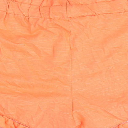 Miss Selfridge Womens Orange 100% Cotton Hot Pants Shorts Size 10 L3 in Regular Drawstring