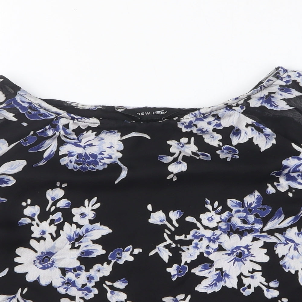 Womens UK Size 10 New Look Black Basic T-Shirt