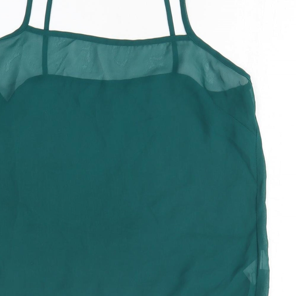 TU Womens Green Polyester Camisole Tank Size 12 Square Neck