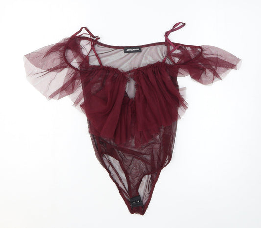 Just Your Outfit Womens Purple Polyester Bodysuit One-Piece Size M Pullover