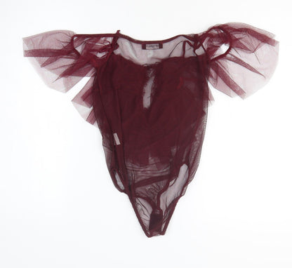 Just Your Outfit Womens Purple Polyester Bodysuit One-Piece Size M Pullover