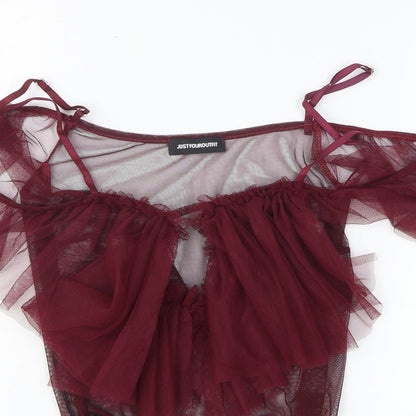 Just Your Outfit Womens Purple Polyester Bodysuit One-Piece Size M Pullover