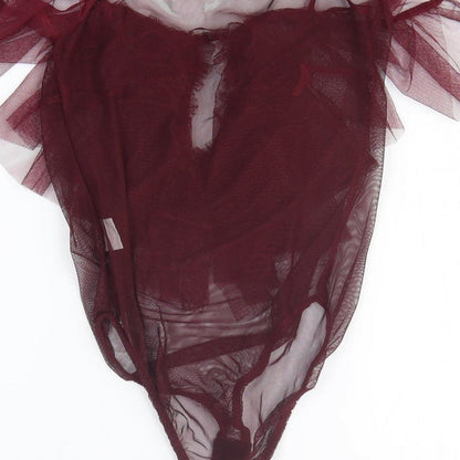 Just Your Outfit Womens Purple Polyester Bodysuit One-Piece Size M Pullover