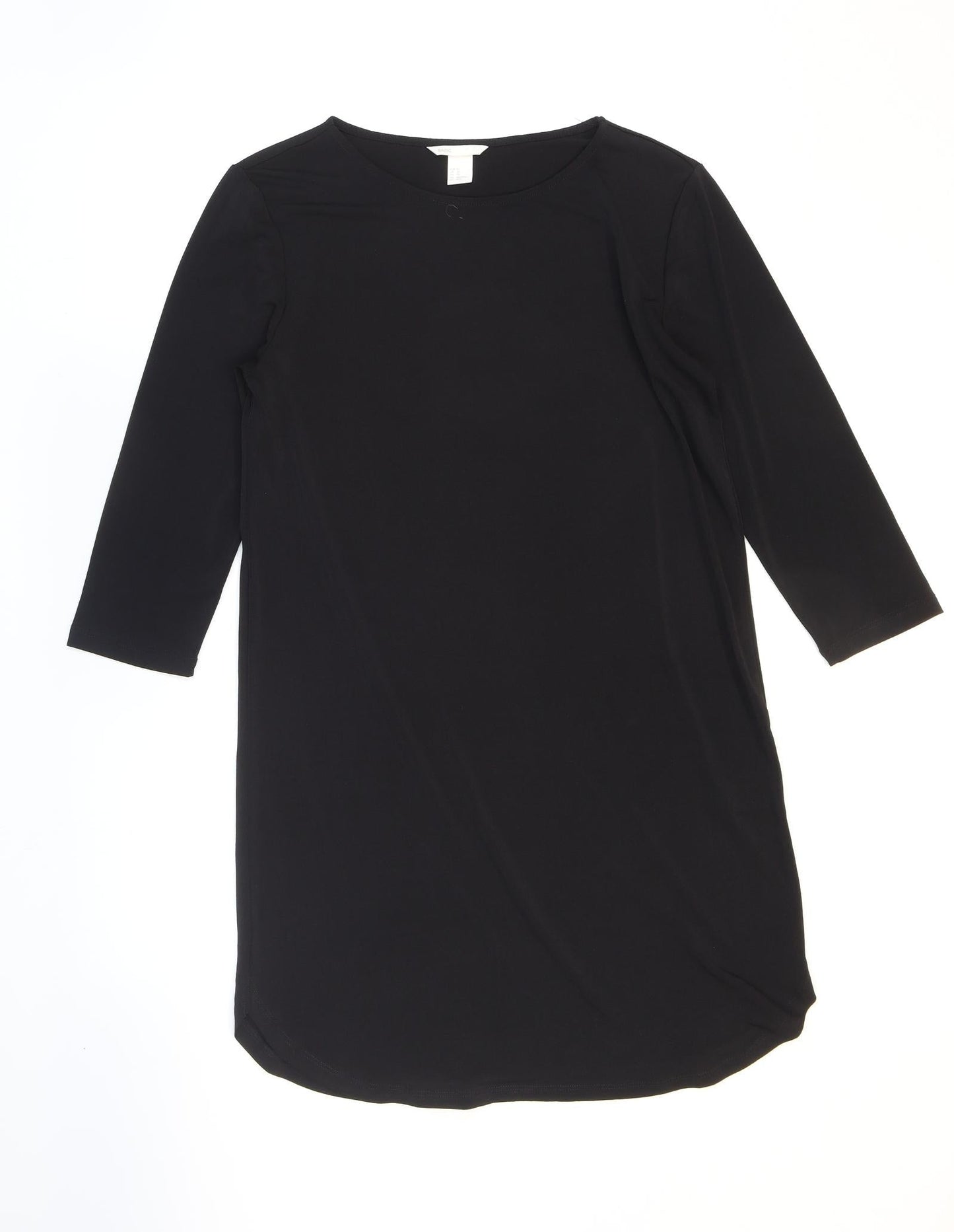 H&M Womens Black Polyester Shift Size XS Boat Neck Pullover
