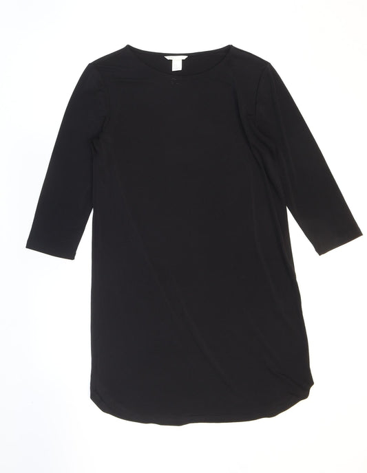 H&M Womens Black Polyester Shift Size XS Boat Neck Pullover
