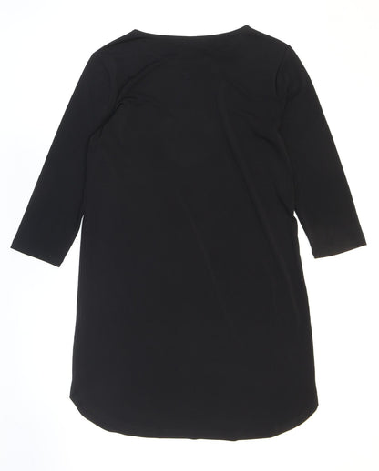 H&M Womens Black Polyester Shift Size XS Boat Neck Pullover