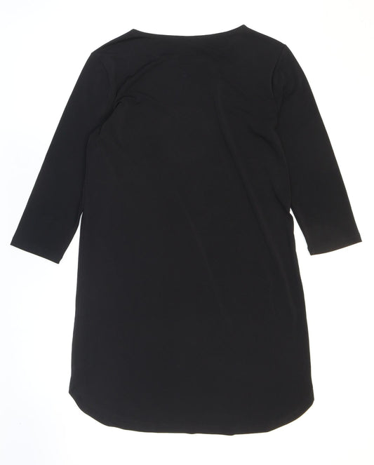 H&M Womens Black Polyester Shift Size XS Boat Neck Pullover