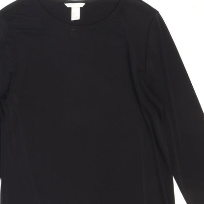 H&M Womens Black Polyester Shift Size XS Boat Neck Pullover