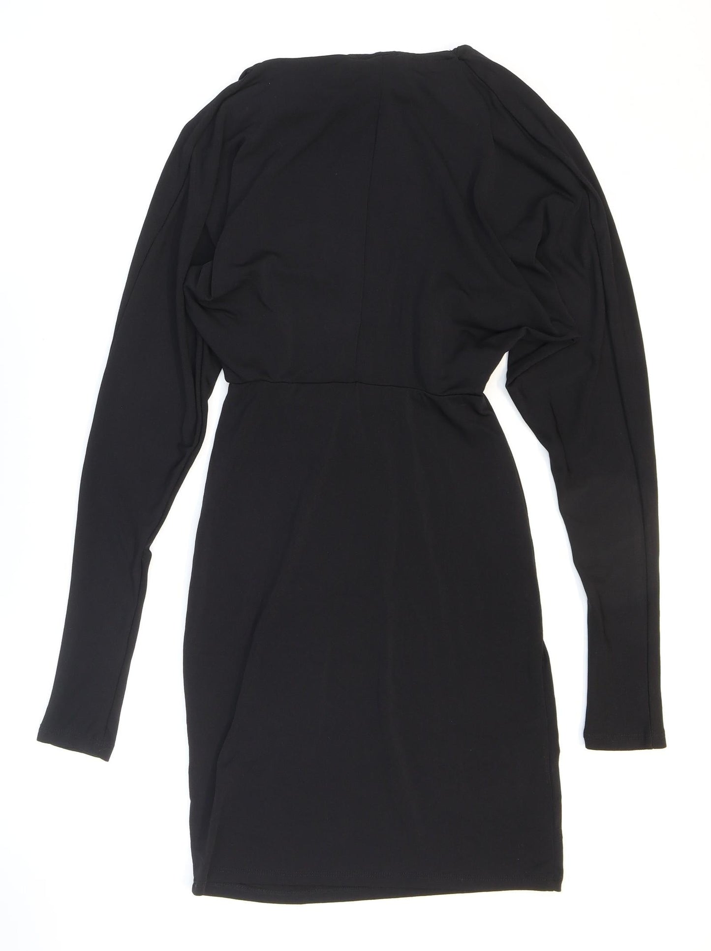 H&M Womens Black Polyester Bodycon Size XS High Neck Pullover - Knot Detail