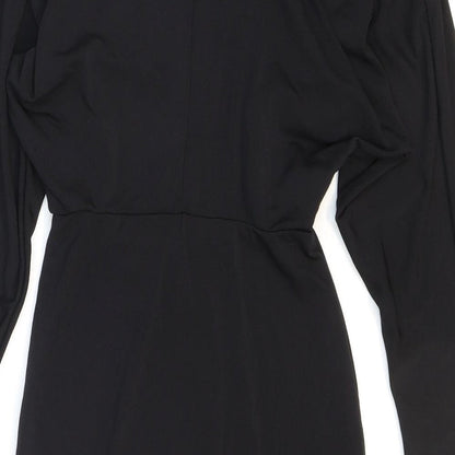 H&M Womens Black Polyester Bodycon Size XS High Neck Pullover - Knot Detail