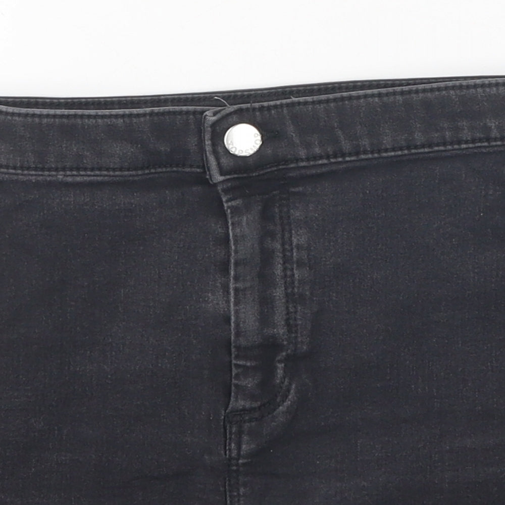 Topshop Womens Black 100% Cotton Hot Pants Shorts Size 8 L10 in Regular Zip