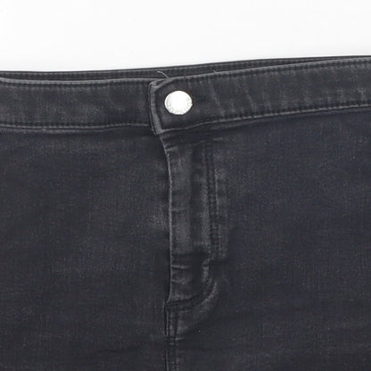 Topshop Womens Black 100% Cotton Hot Pants Shorts Size 8 L10 in Regular Zip