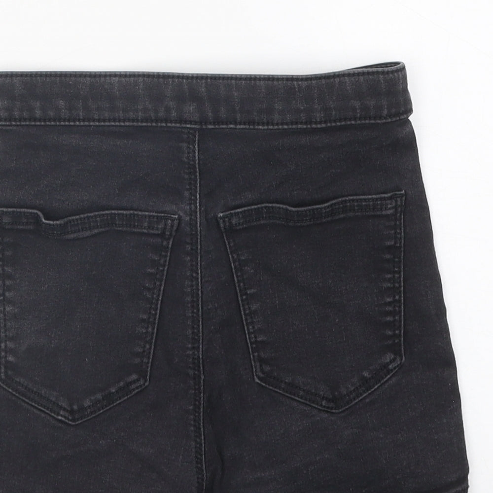 Topshop Womens Black 100% Cotton Hot Pants Shorts Size 8 L10 in Regular Zip