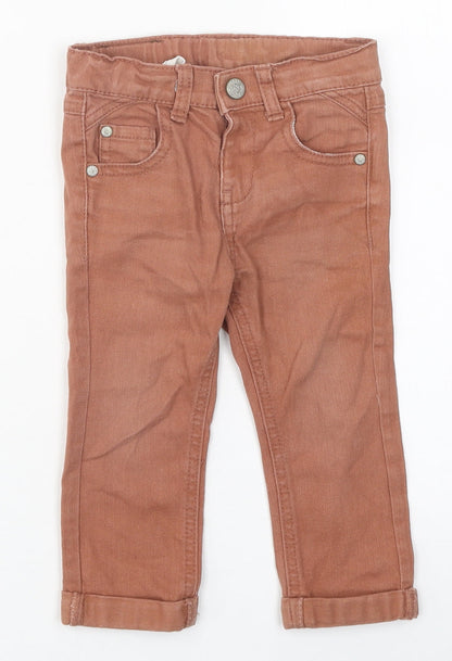 Urban Baby Brown 100% Cotton Capri Jeans Size 12-18 Months Zip