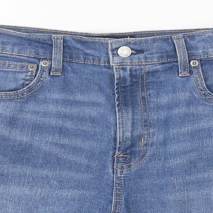 Gap Mens Blue Cotton Biker Shorts Size 28 in L10 in Regular Zip