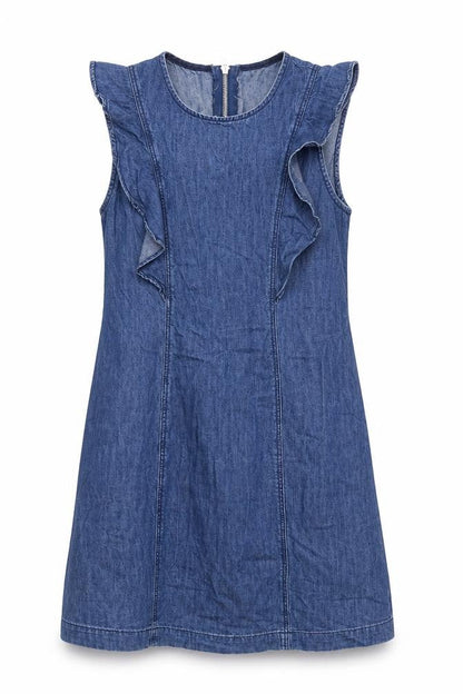 Stradivarius Womens Blue Cotton A-Line Size S Round Neck Zip