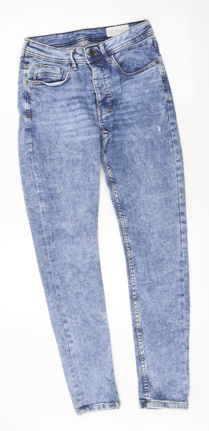 Primark Womens Blue 100% Cotton Skinny Jeans Size 30 in L30 in Regular Zip