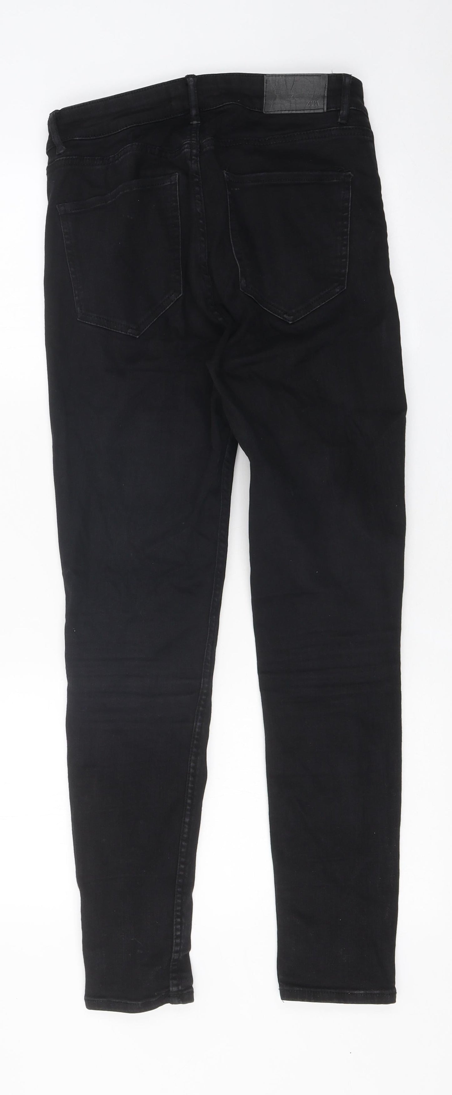 Zara Womens Black 100% Cotton Skinny Jeans Size 8 L25 in Regular Zip