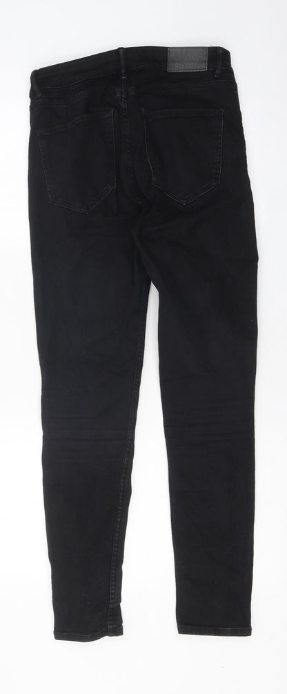 Zara Womens Black 100% Cotton Skinny Jeans Size 8 L25 in Regular Zip