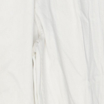 Bershka Womens White 100% Cotton Straight Jeans Size 10 L27 in Regular Zip