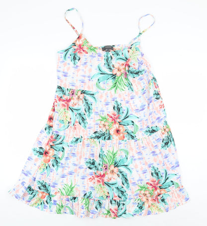 Primark Womens White Floral Polyester A-Line Size 12 V-Neck Pullover