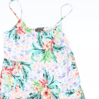 Primark Womens White Floral Polyester A-Line Size 12 V-Neck Pullover