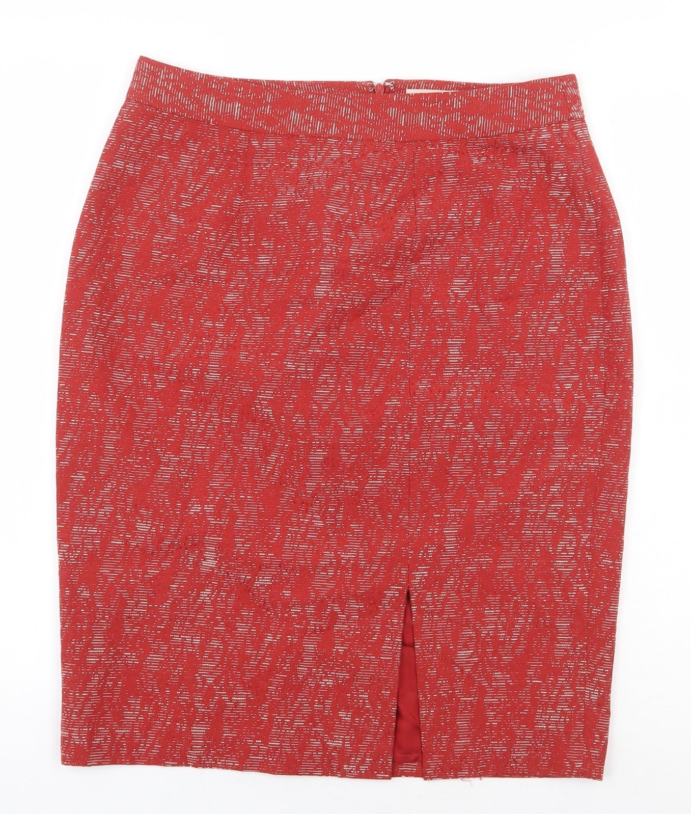 Fenn Wright Manson Womens Red Geometric Viscose Straight & Pencil Skirt Size M Zip